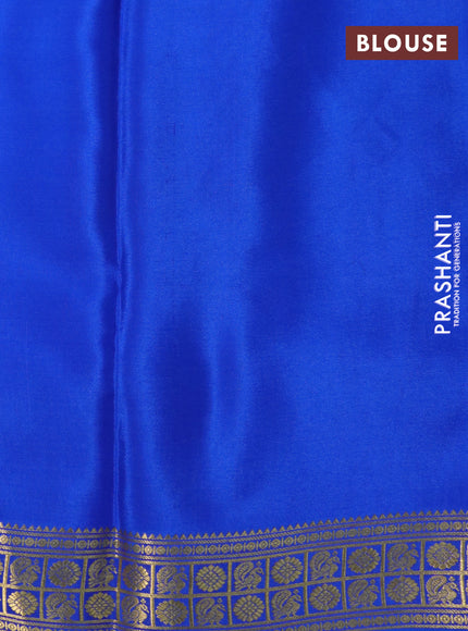 Pure mysore silk saree teal blue and royal blue with plain body and zari woven border