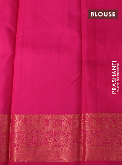 Pure kanchipuram silk saree cream and pink with allover copper zari woven butta weaves and copper zari woven border