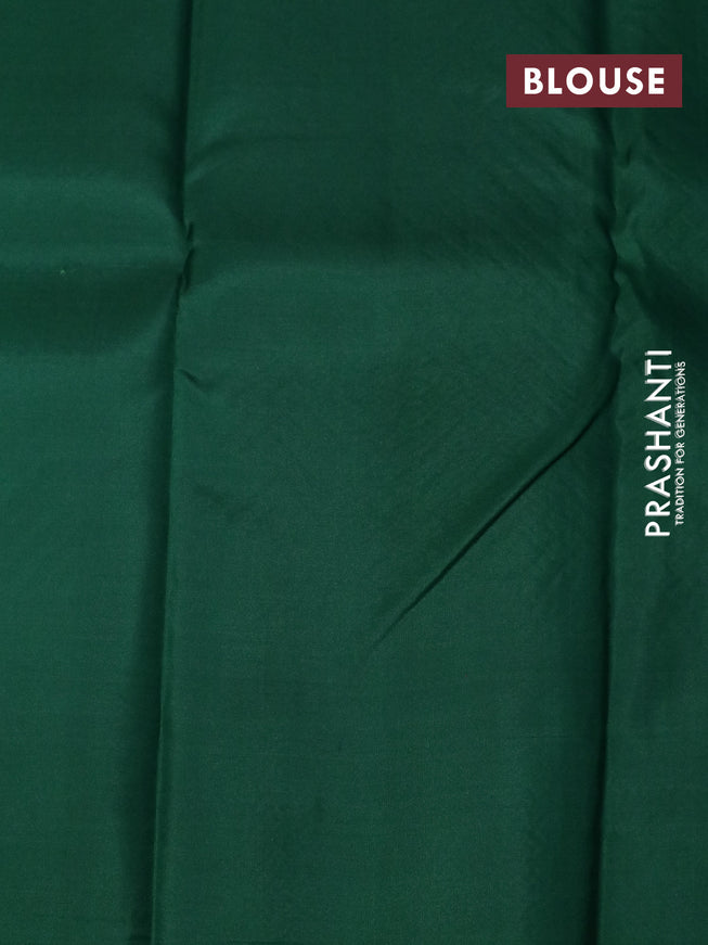 Pure kanchipuram silk saree dual shade of green and dark green with allover zari woven brocade weaves and zari woven border