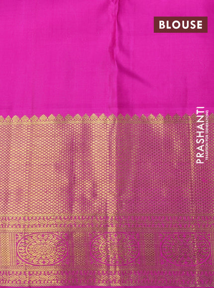 Pure kanchipuram tissue silk saree beige and pink with allover zari woven brocade weaves and long zari woven border