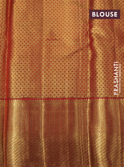 Pure kanchipuram tissue silk saree multi colour and red with allover zari woven brocade weaves and zari woven border