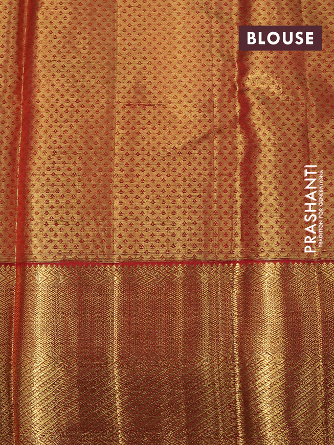 Pure kanchipuram tissue silk saree multi colour and red with allover zari woven brocade weaves and zari woven border