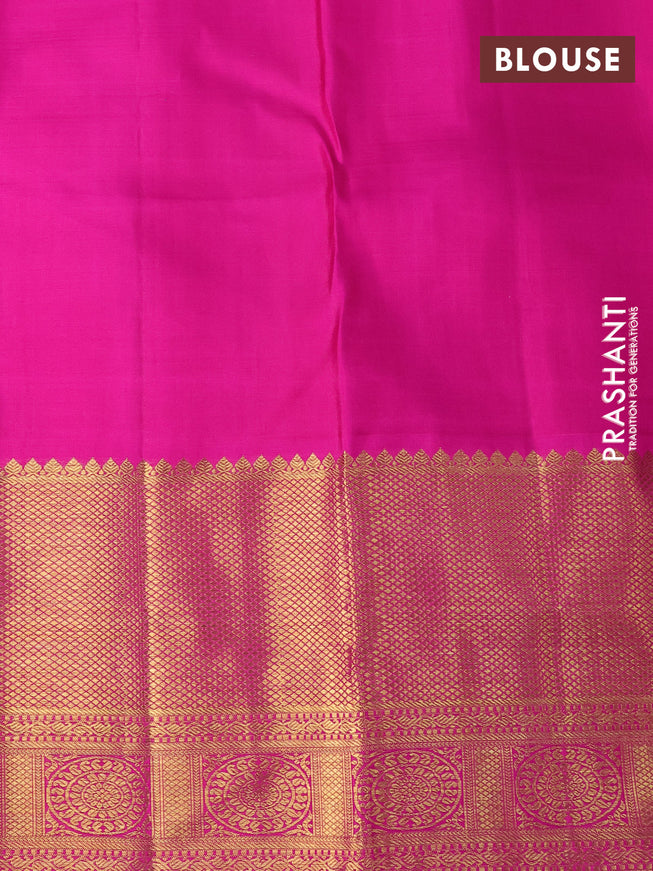 Pure kanchipuram tissue silk saree dual shade of yellow and pink with allover zari woven brocade weaves and long zari woven border