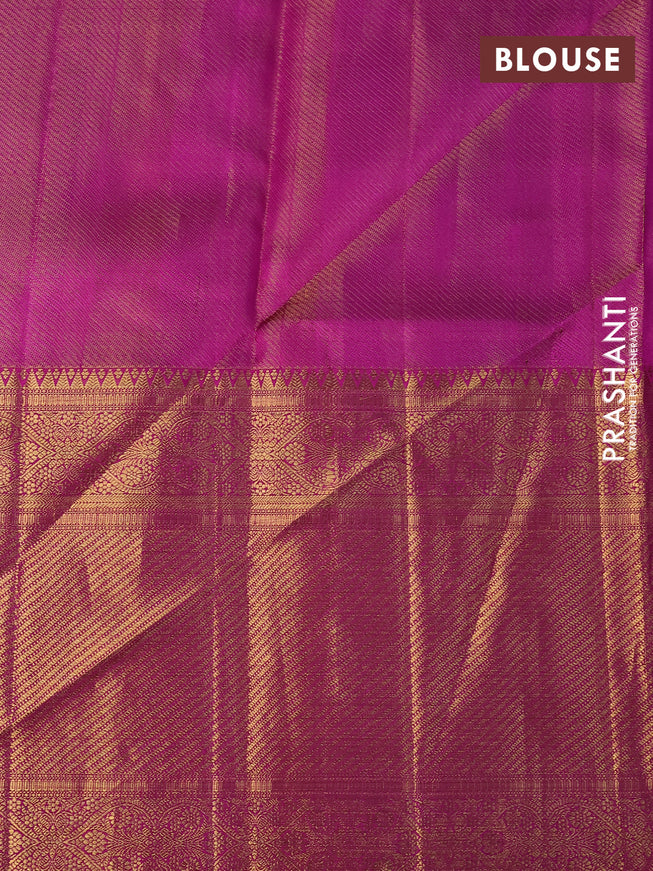 Pure kanchipuram tissue silk saree mustard shade and pink with allover silver zari woven brocade weaves and long rich zari woven border