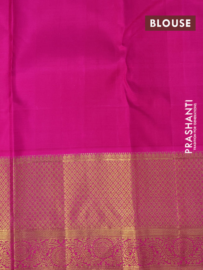 Pure kanchipuram tissue silk saree beige and pink with allover zari woven brocade weaves and long zari woven border