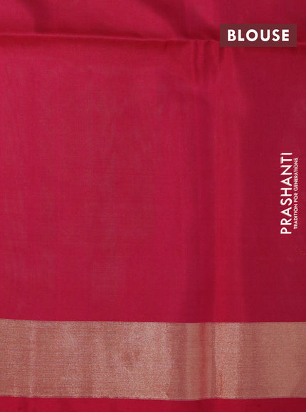 Pure soft silk saree green and reddish pink with zari woven buttas and zari woven border