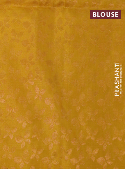 Pure soft silk saree pink and yellow with silver & gold zari woven buttas in borderless style