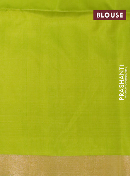 Pure soft silk saree lime green with silver & gold zari woven buttas and zari woven border