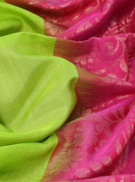 Pure soft silk saree light green and pink with zari woven buttas and zari woven border