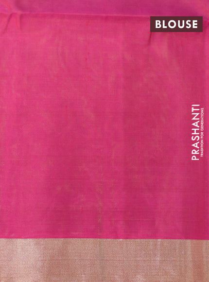 Pure soft silk saree light green and pink with zari woven buttas and zari woven border