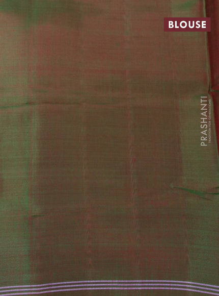 Rajkota potala silk saree green and dual shade of maroon with allover ikat weaves and simple border