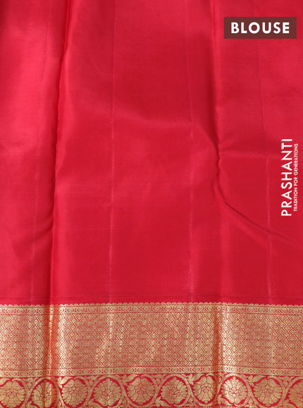 Pure kanchipuram silk saree dsrk green and maroon with zari woven buttas and rich zari woven border