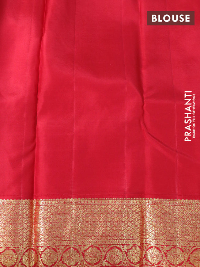 Pure kanchipuram silk saree dsrk green and maroon with zari woven buttas and rich zari woven border