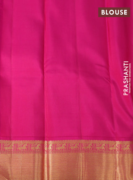 Pure kanchipuram silk saree dark blue with zari woven buttas and zari woven ganga jamuna border