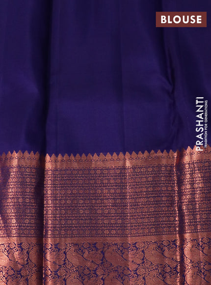 Pure kanchipuram silk saree navy blue with allover silver & copper zari woven 1000 buttas and copper zari woven border