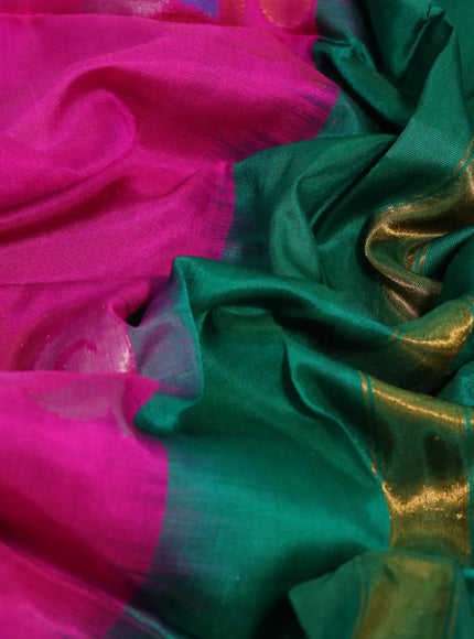 Pure uppada silk saree pink and green with jamdhani buttas and zari woven boder & jamdhani design pallu