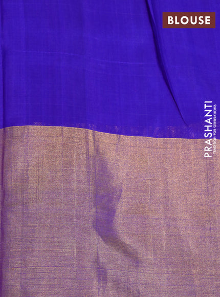 Pure uppada silk saree cs blue and blue with allover zari woven brocade weaves and long zari woven border