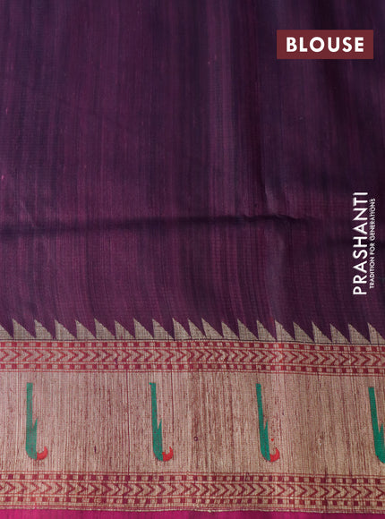 Banarasi handloom dupion silk saree wine shade and purple with zari woven coin buttas and zari woven muniya butta border