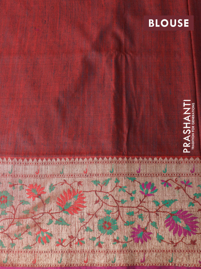 Banarasi handloom dupion silk saree black and purple with zari woven floral buttas and zari woven floral paithani border