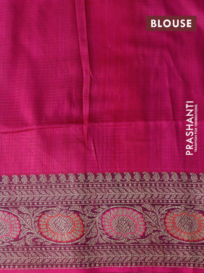 Banarasi handloom dupion silk saree rosy brown and pink with allover thread & zari woven floral weaves and woven border