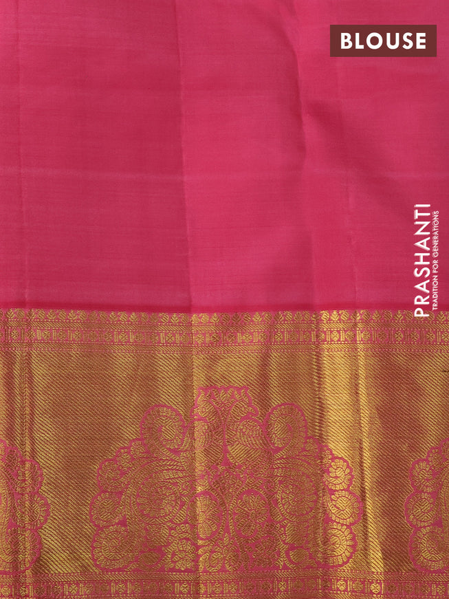 Pure kanchipuram silk saree pista green and pink with zari woven buttas and zari woven border