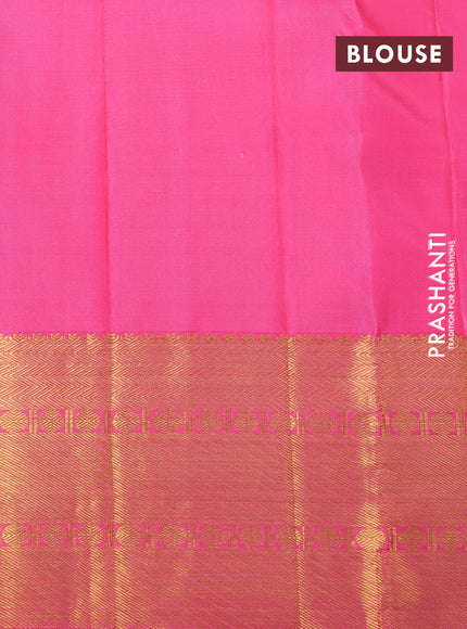 Pure kanchipuram tissue silk saree sandal and pink with allover zari woven brocade weaves and zari woven border