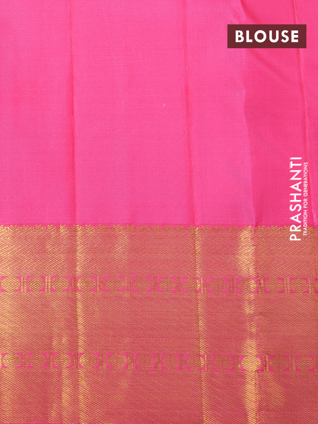 Pure kanchipuram tissue silk saree sandal and pink with allover zari woven brocade weaves and zari woven border