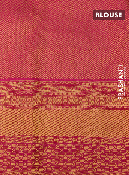 Pure kanchipuram silk saree light green and pink with allover zari woven brocade weaves and zari woven border