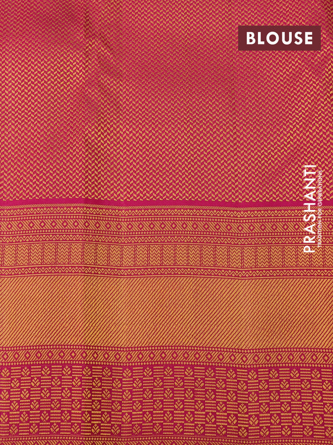 Pure kanchipuram silk saree light green and pink with allover zari woven brocade weaves and zari woven border