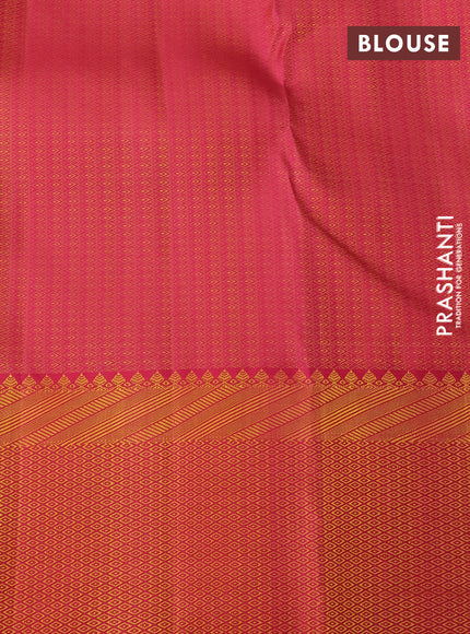 Pure kanchipuram tissue silk saree light green and pink with allover zari woven brocade weaves and zari woven border