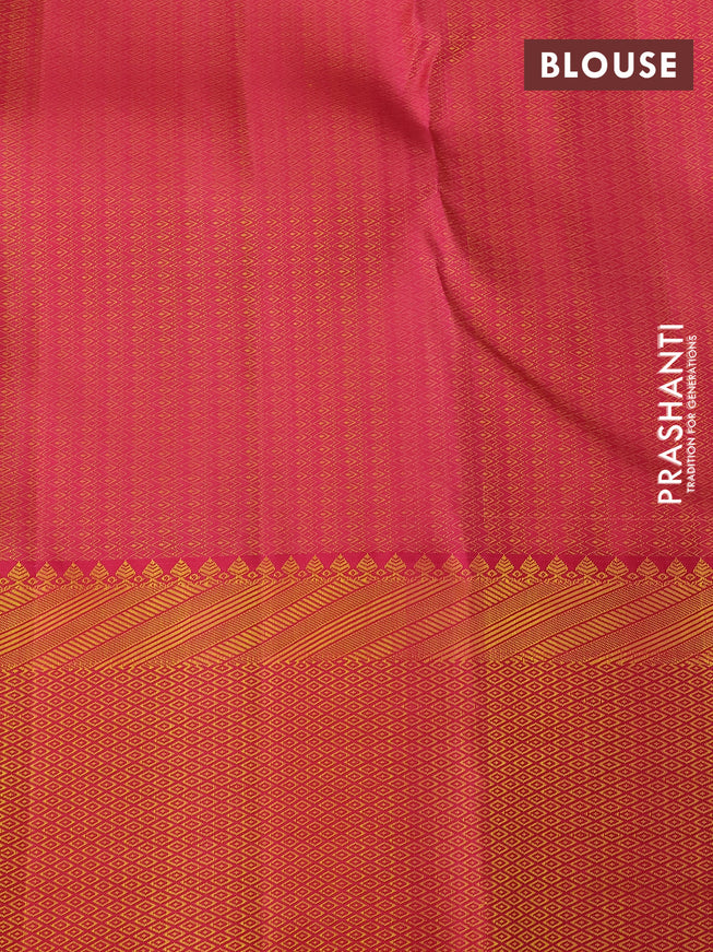 Pure kanchipuram tissue silk saree light green and pink with allover zari woven brocade weaves and zari woven border