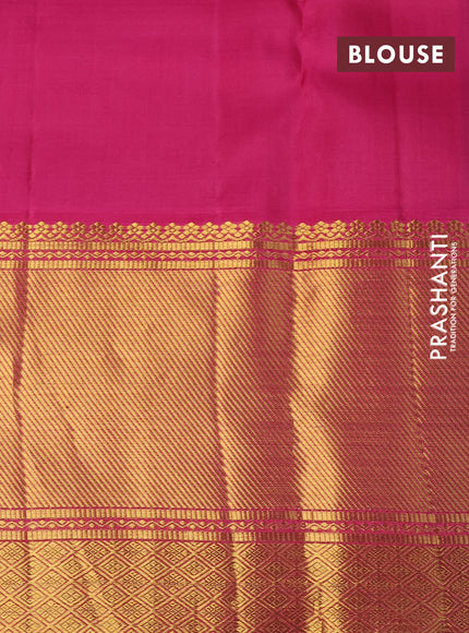 Pure kanchipuram silk saree lavender shade and pink with allover silver zari woven brocade weaves and long zari woven border