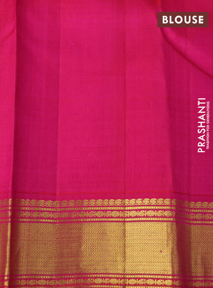 Pure kanchipuram silk saree sandal and pink with plain body and zari woven korvai border