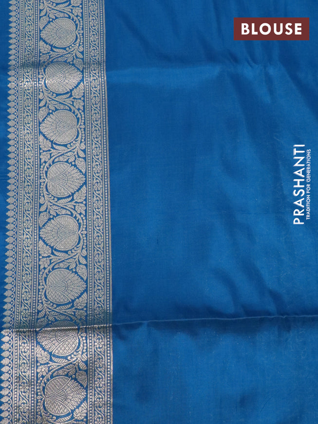 Pure banarasi uppada silk saree cs blue with allover zari woven buttas and zari woven border