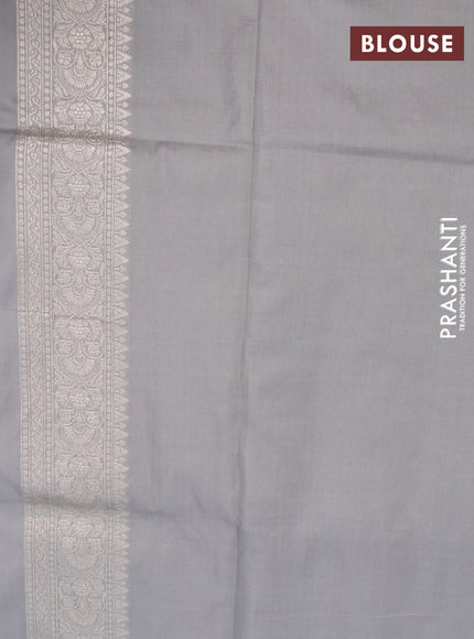 Pure banarasi uppada silk saree grey with allover zari woven floral weaves and zari woven border