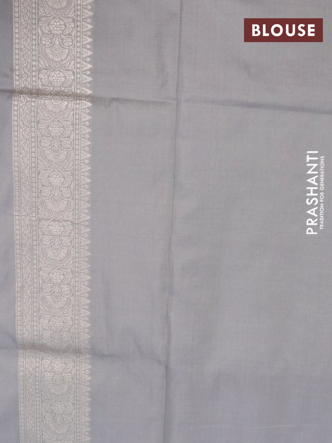 Pure banarasi uppada silk saree grey with allover zari woven floral weaves and zari woven border