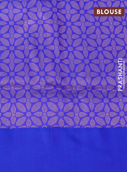 Pure banarasi uppada silk saree purple and blue with allover floral zari weaves and zari woven border