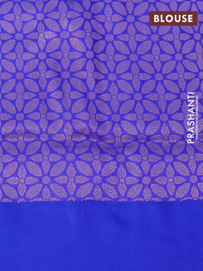 Pure banarasi uppada silk saree purple and blue with allover floral zari weaves and zari woven border