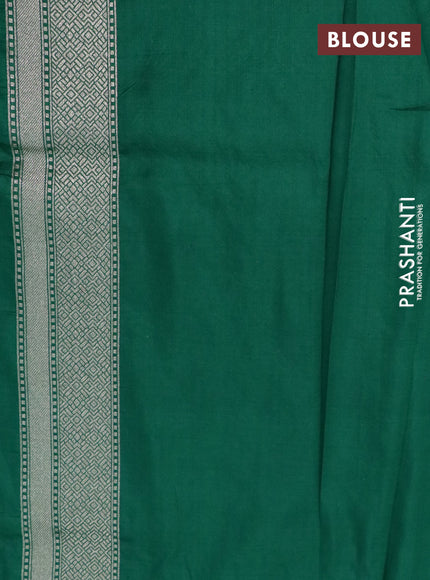 Pure banarasi uppada silk saree green and maroon with allover silver & gold zari weaves and zari woven border