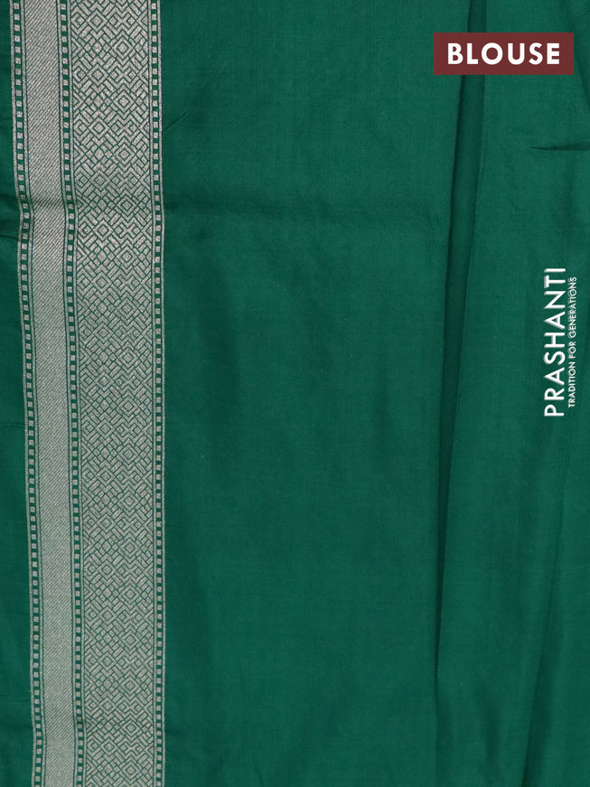 Pure banarasi uppada silk saree green and maroon with allover silver & gold zari weaves and zari woven border