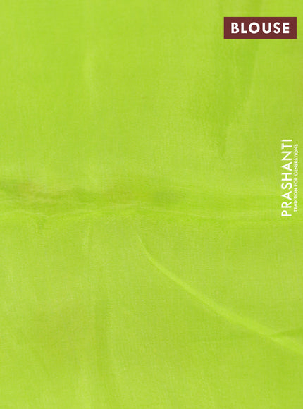 Organza silk saree lime green with allover floral prints and crocia lace border