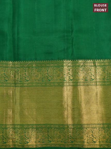 Pure kanchipuram silk saree maroon and green with allover kalamkari digital prints and long annam zari woven border