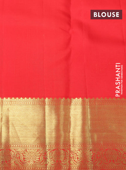 Pure kanchipuram silk saree cream and red with allover zari woven brocade weaves and zari woven border