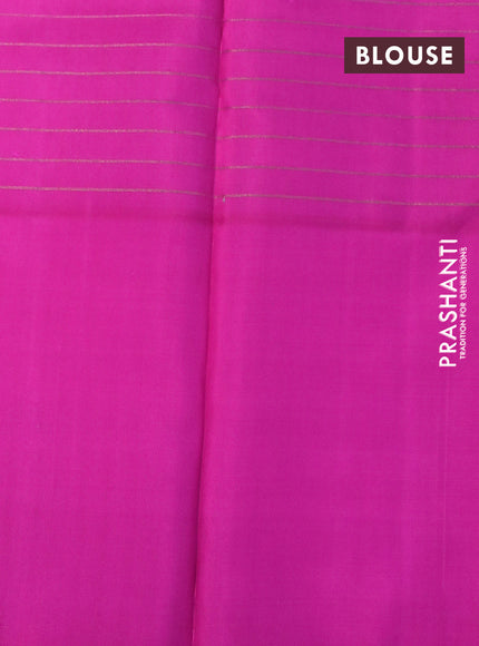 Pure soft silk saree yellow and pink with allover copper zari stripes & buttas and zari wovenn butta border