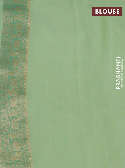 Banarasi georgette silk saree pista green and teal green with allover zari weaves and zari woven border