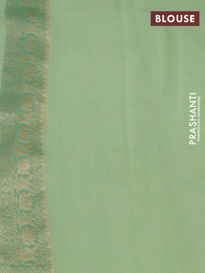 Banarasi georgette silk saree pista green and teal green with allover zari weaves and zari woven border