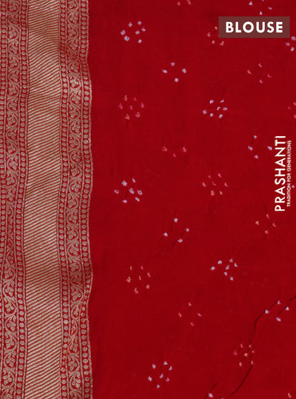 Banarasi georgette silk saree red with allover thread & zari weaves bandhani prints and zari woven border