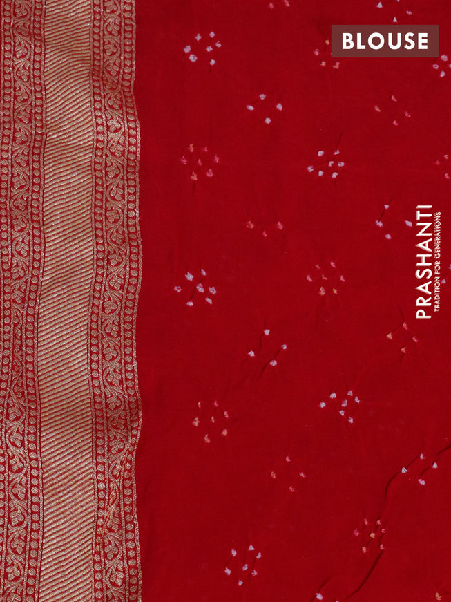 Banarasi georgette silk saree red with allover thread & zari weaves bandhani prints and zari woven border