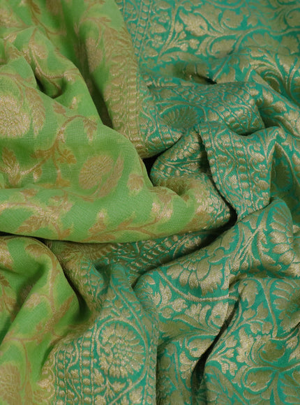 Banarasi georgette silk saree pista green and teal green with allover zari weaves and zari woven border