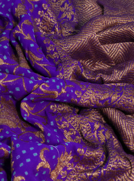 Banarasi georgette silk saree violet with allover thread & zari weaves bandhani prints and woven border